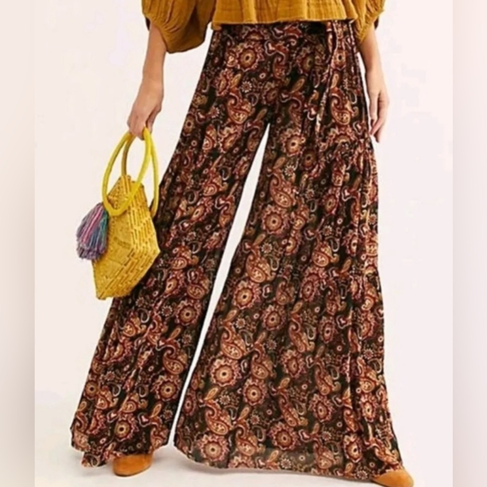 Free People One Patterned Palazzo Pants Size Extra Small
